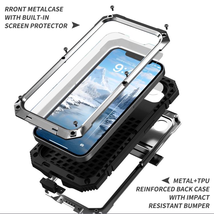 For iPhone 16e R-JUST Life Waterproof Dustproof Shockproof Phone Case(Silver) - iPhone 16e Cases by R-JUST | Online Shopping UK | buy2fix