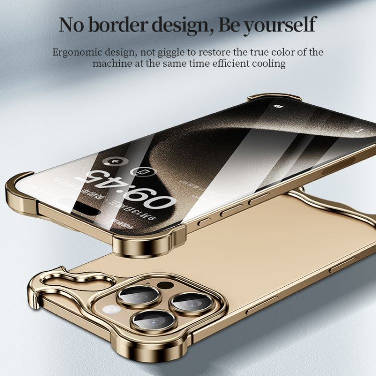 For iPhone 16 Pro Frameless Metal Corner Pad Phone Case with Lens Film(Gold) - iPhone 16 Pro Cases by buy2fix | Online Shopping UK | buy2fix