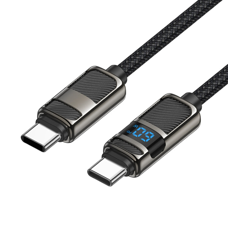 hoco U137 USB-C / Type-C to USB-C / Type-C Line 60W Charging Data Cable with Display, Length:1.2m(Black) - USB-C & Type-C Cable by hoco | Online Shopping UK | buy2fix