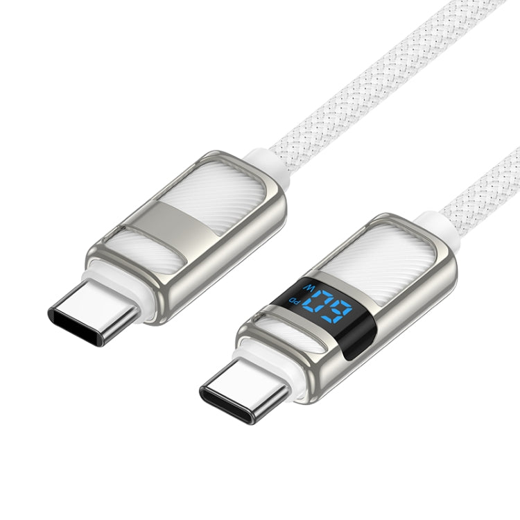 hoco U137 USB-C / Type-C to USB-C / Type-C Line 60W Charging Data Cable with Display, Length:1.2m(White) - USB-C & Type-C Cable by hoco | Online Shopping UK | buy2fix