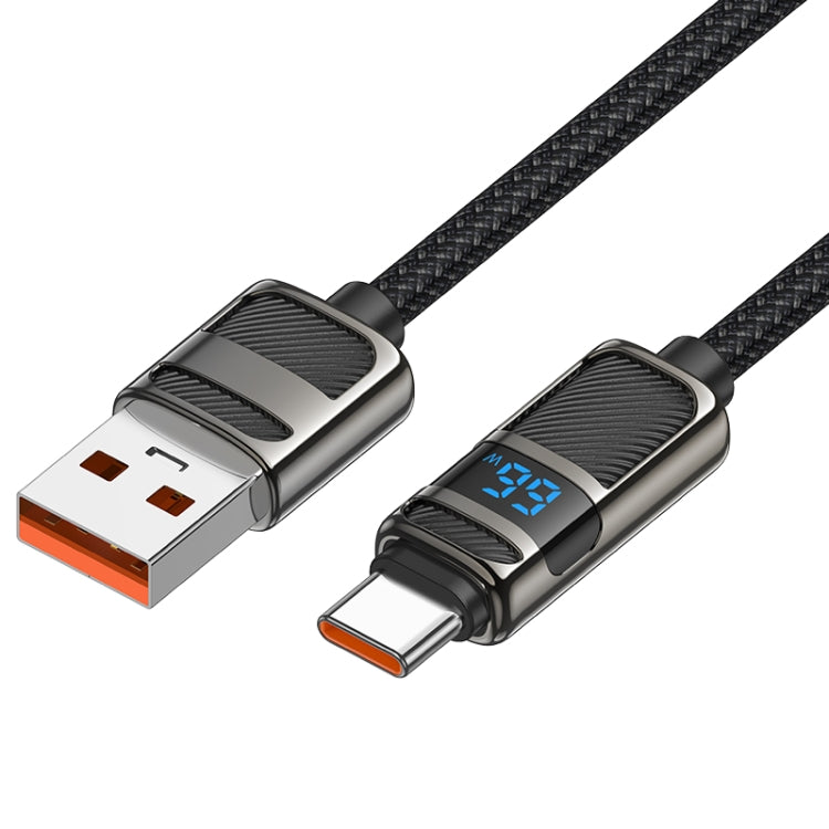 hoco U137 USB to USB-C / Type-C 5A Line Charging Data Cable with Display, Length:1.2m(Black) - USB-C & Type-C Cable by hoco | Online Shopping UK | buy2fix