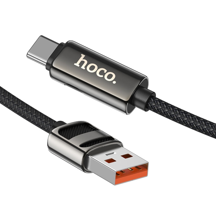 hoco U137 USB to USB-C / Type-C 5A Line Charging Data Cable with Display, Length:1.2m(White) - USB-C & Type-C Cable by hoco | Online Shopping UK | buy2fix