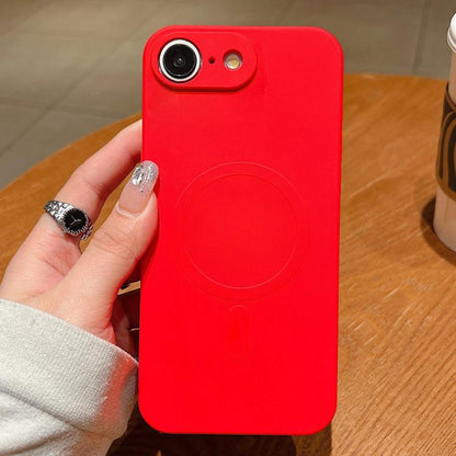 For iPhone 16e Solid Color Liquid Silicone MagSafe Magnetic Phone Case(Red) - iPhone 16e Cases by buy2fix | Online Shopping UK | buy2fix