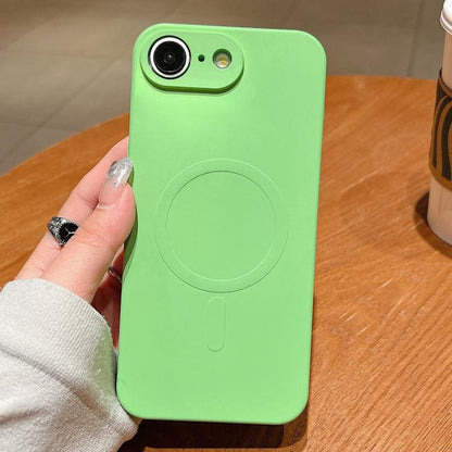 For iPhone 16e Solid Color Liquid Silicone MagSafe Magnetic Phone Case(Matcha Green) - iPhone 16e Cases by buy2fix | Online Shopping UK | buy2fix