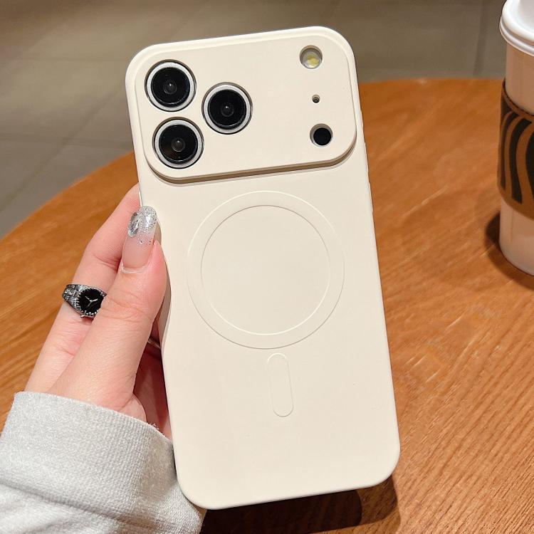 For iPhone 17 Pro Max Solid Color Liquid Silicone MagSafe Magnetic Phone Case(Antique White) - iPhone 17 Pro Max Cases by buy2fix | Online Shopping UK | buy2fix