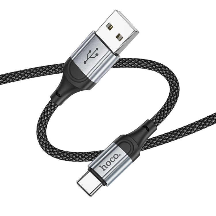 hoco X102 USB to USB-C / Type-C Fresh 3A Charging Data Cable, Length:1m(Black) - USB-C & Type-C Cable by hoco | Online Shopping UK | buy2fix
