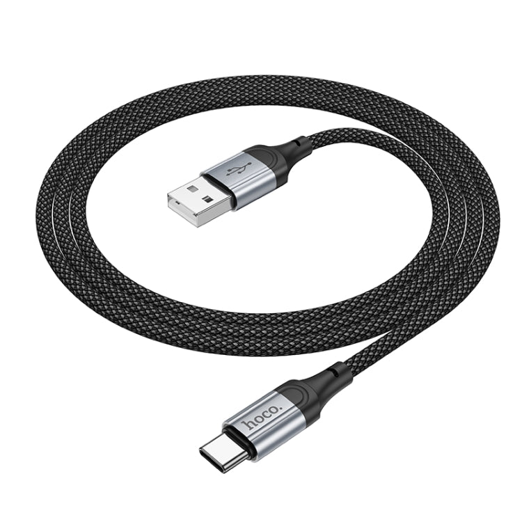 hoco X102 USB to USB-C / Type-C Fresh 3A Charging Data Cable, Length:1m(Black) - USB-C & Type-C Cable by hoco | Online Shopping UK | buy2fix