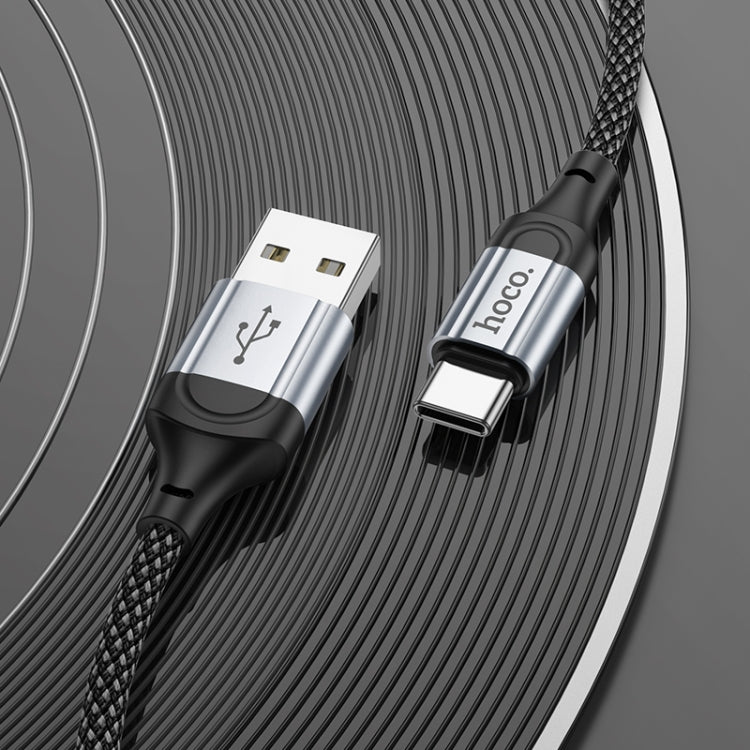 hoco X102 USB to USB-C / Type-C Fresh 3A Charging Data Cable, Length:1m(Black) - USB-C & Type-C Cable by hoco | Online Shopping UK | buy2fix