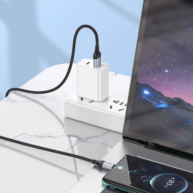 hoco X102 USB to USB-C / Type-C Fresh 3A Charging Data Cable, Length:1m(Black) - USB-C & Type-C Cable by hoco | Online Shopping UK | buy2fix