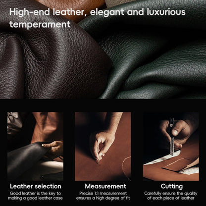 For iPhone 15 First Layer Cowhide Leather Electroplated PC Phone Case(Black) - iPhone 15 Cases by buy2fix | Online Shopping UK | buy2fix