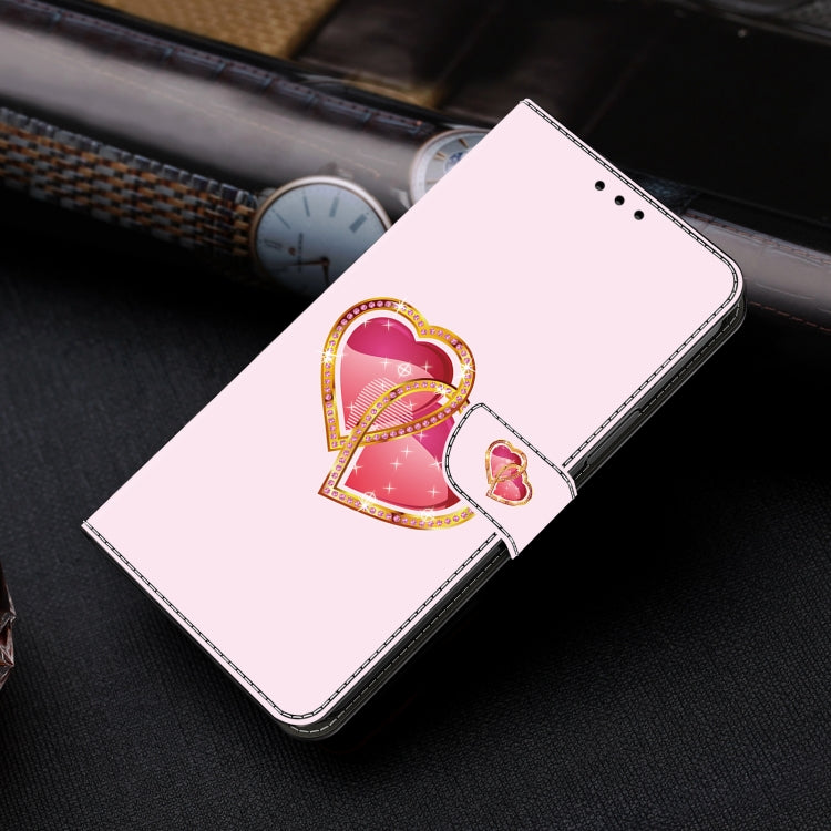 For iPhone 16 Plus Crystal Painted Leather Phone case(Love Peach) - iPhone 16 Plus Cases by buy2fix | Online Shopping UK | buy2fix