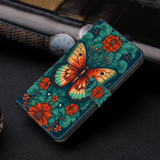 For iPhone 16 Plus Crystal Painted Leather Phone case(Flower Butterfly) by buy2fix