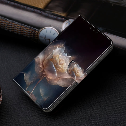 For iPhone 16 Crystal Painted Leather Phone case(Peony) by buy2fix