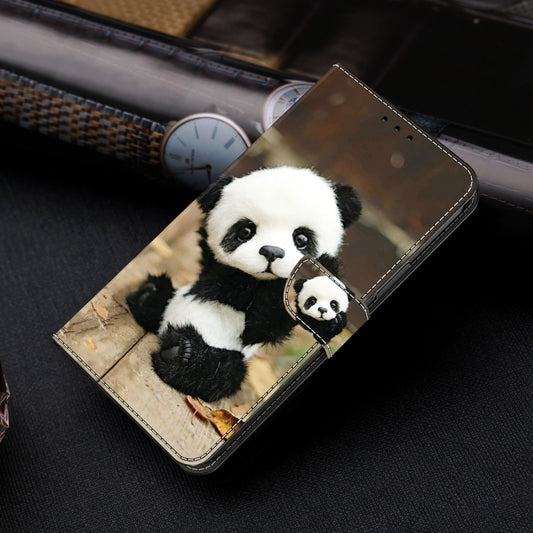 For iPhone 16 Crystal Painted Leather Phone case(Panda) by buy2fix