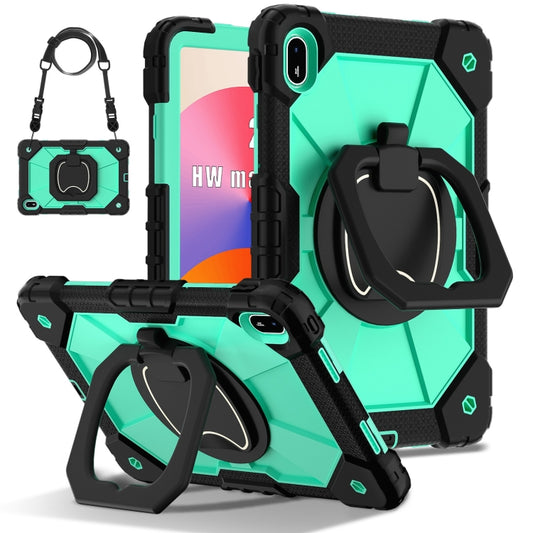 For Huawei Matepad SE 11 2024 Contrast Color Robot Silicone Hybrid PC Tablet Case(Black Mint Green) by buy2fix