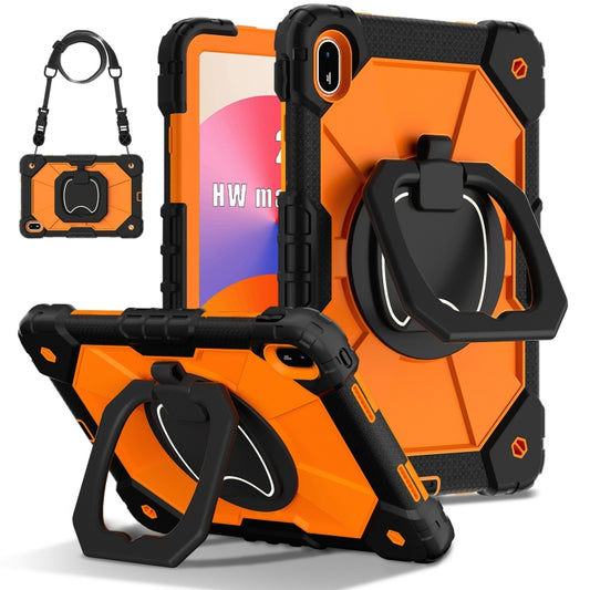 For Huawei Matepad SE 11 2024 Contrast Color Robot Silicone Hybrid PC Tablet Case(Black Orange) by buy2fix