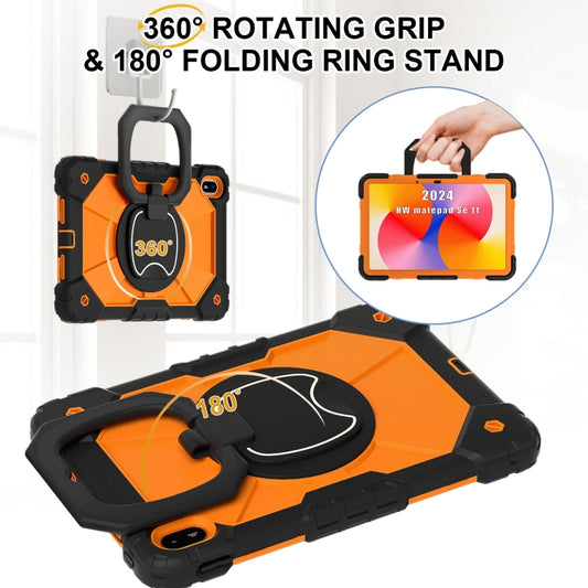For Huawei Matepad SE 11 2024 Contrast Color Robot Silicone Hybrid PC Tablet Case(Black Orange) by buy2fix