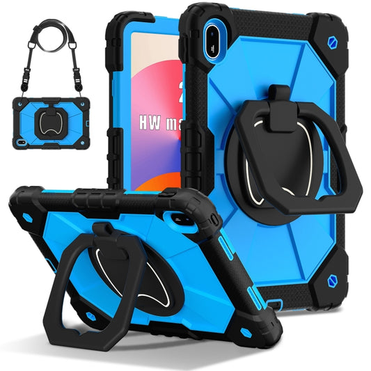 For Huawei Matepad SE 11 2024 Contrast Color Robot Silicone Hybrid PC Tablet Case(Black Blue) by buy2fix