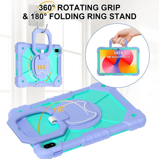 For Huawei Matepad SE 11 2024 Contrast Color Robot Silicone Hybrid PC Tablet Case(Purple Mint Green) by buy2fix
