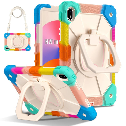 For Huawei Matepad SE 11 2024 Contrast Color Robot Silicone Hybrid PC Tablet Case(Colorful Blue) by buy2fix