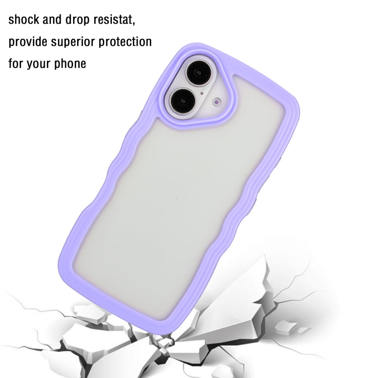 For iPhone 16 Plus Candy Color Wave TPU Clear PC Phone Case(Purple) - iPhone 16 Plus Cases by buy2fix | Online Shopping UK | buy2fix