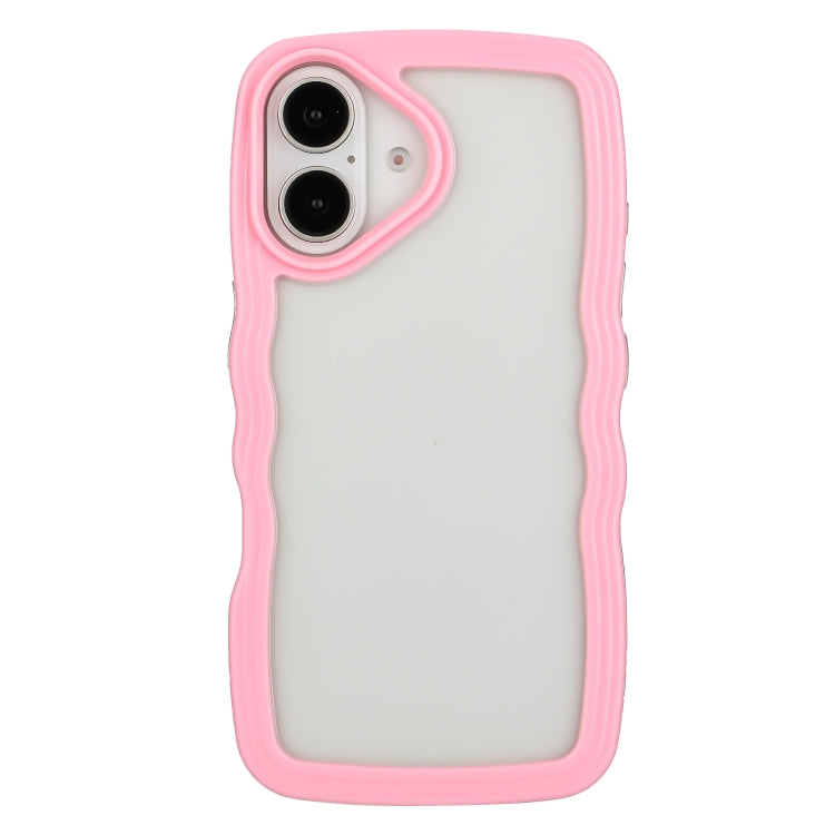 For iPhone 16 Candy Color Wave TPU Clear PC Phone Case(Pink) - iPhone 16 Cases by buy2fix | Online Shopping UK | buy2fix