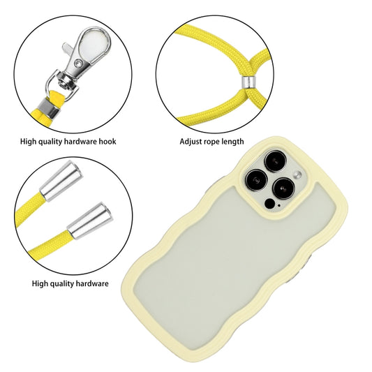For iPhone 16 Pro Candy Color Wave TPU Clear PC Phone Case with Lanyard(Yellow) by buy2fix
