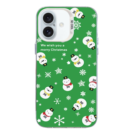 For iPhone 16 Plus Christmas Series PC Full Coverage Pattern Phone Case(CW038 White) by buy2fix