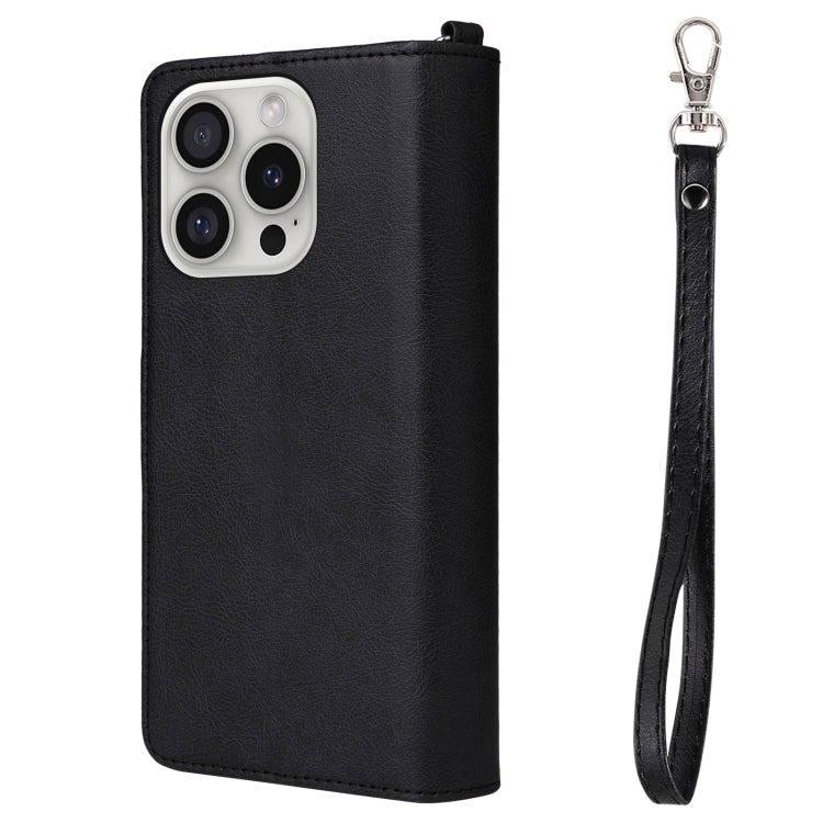 For iPhone 16 Pro Solid Color 2 in 1 Zipper Shockproof Phone Case(Black) - iPhone 16 Pro Cases by buy2fix | Online Shopping UK | buy2fix