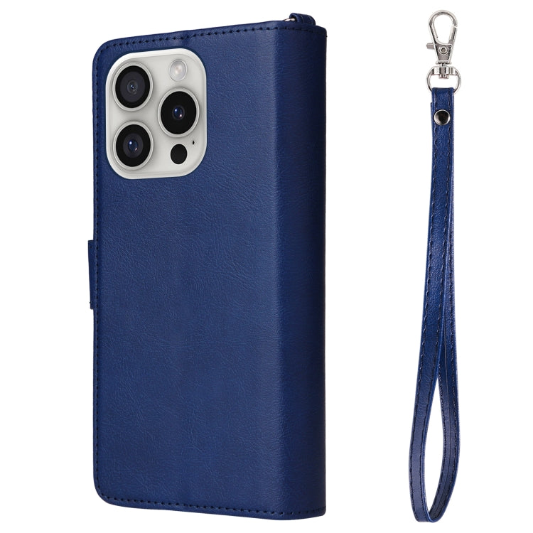 For iPhone 16 Pro Solid Color 2 in 1 Zipper Shockproof Phone Case(Blue) - iPhone 16 Pro Cases by buy2fix | Online Shopping UK | buy2fix