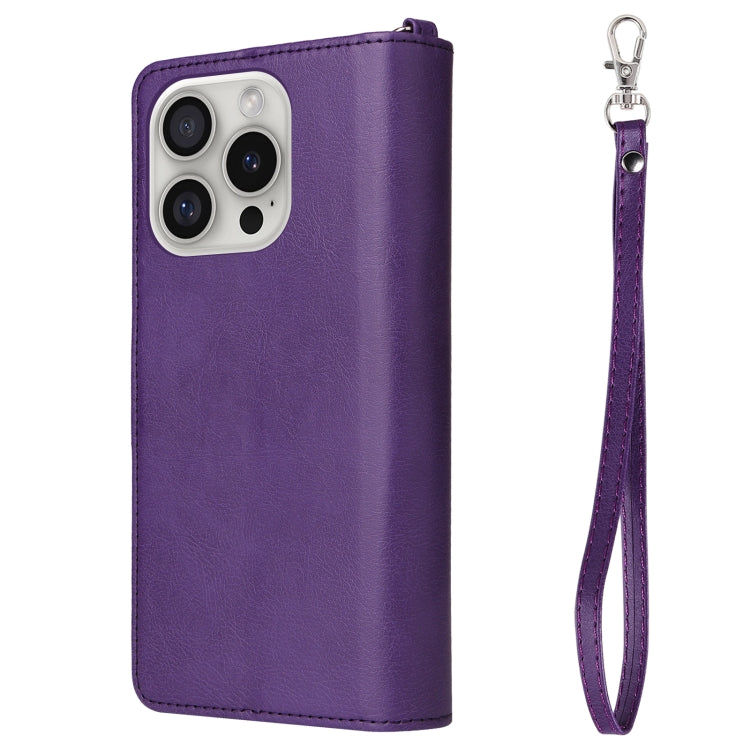 For iPhone 16 Pro Solid Color 2 in 1 Zipper Shockproof Phone Case(Purple) - iPhone 16 Pro Cases by buy2fix | Online Shopping UK | buy2fix