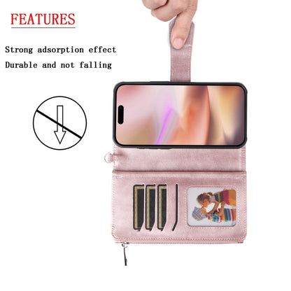 For iPhone 16 Plus Solid Color 2 in 1 Zipper Shockproof Phone Case(Rose Gold) - iPhone 16 Plus Cases by buy2fix | Online Shopping UK | buy2fix