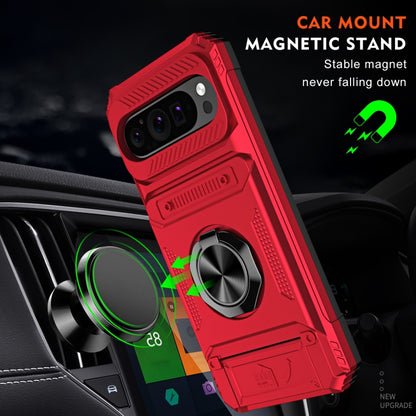 For Google Pixel 9 / 9 Pro TPU Hybrid PC Shockproof Card Phone Case with Metal Ring Holder(Red) - Google Cases by buy2fix | Online Shopping UK | buy2fix