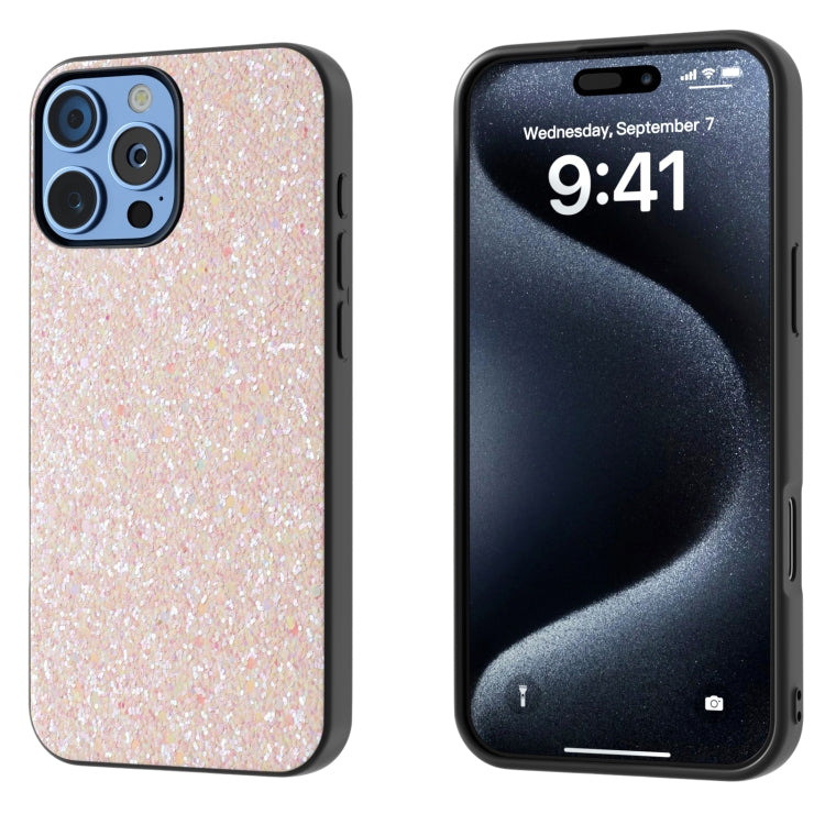 For iPhone 16 Pro Max Black Frame Colorful Glitter Phone Case(Pink) by buy2fix
