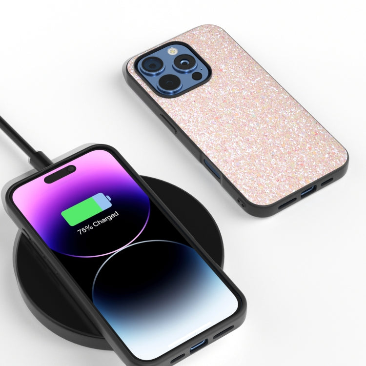 For iPhone 16 Pro Max Black Frame Colorful Glitter Phone Case(Pink) by buy2fix
