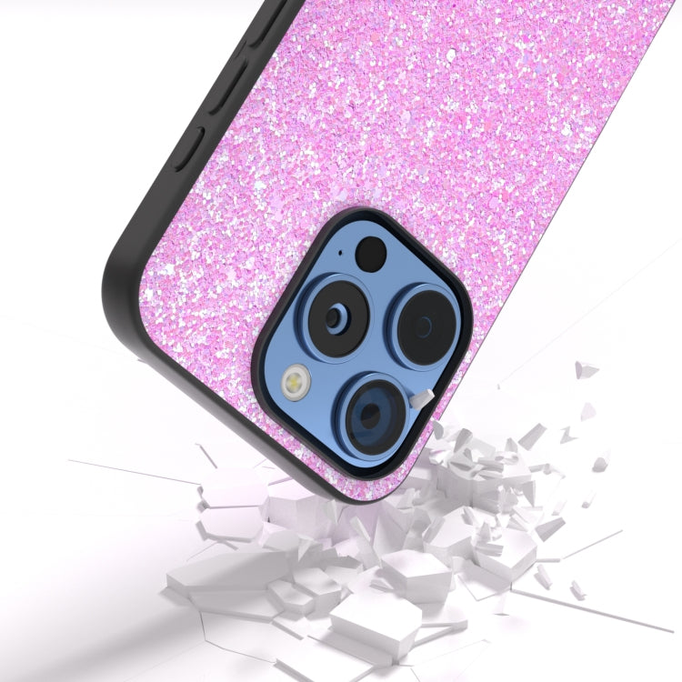 For iPhone 16 Pro Black Frame Colorful Glitter Phone Case(Dark Pink) - iPhone 16 Pro Cases by buy2fix | Online Shopping UK | buy2fix