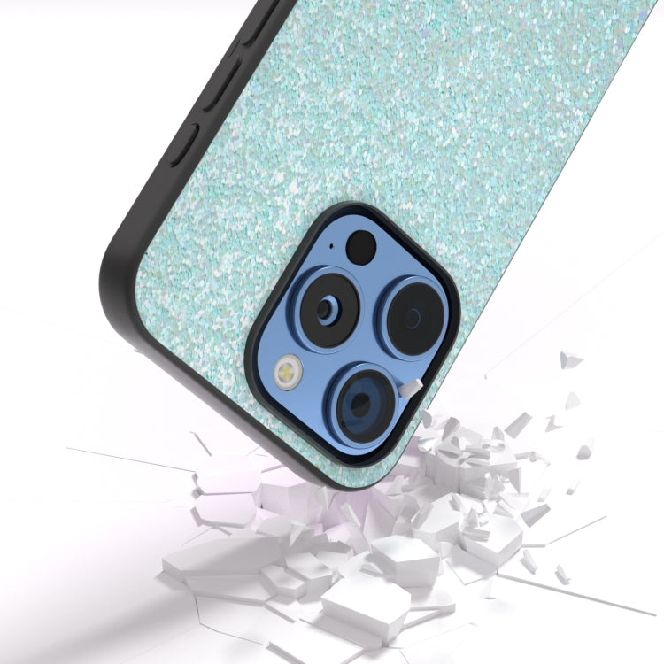 For iPhone 16 Pro Black Frame Colorful Glitter Phone Case(Light Green) - iPhone 16 Pro Cases by buy2fix | Online Shopping UK | buy2fix