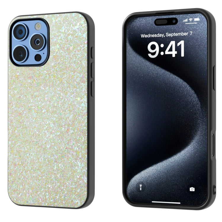 For iPhone 16 Pro Black Frame Colorful Glitter Phone Case(Gold) - iPhone 16 Pro Cases by buy2fix | Online Shopping UK | buy2fix