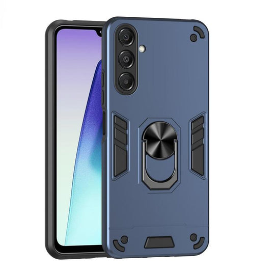 For Samsung Galaxy A17 5G Shockproof Metal Ring Holder Phone Case(Blue)