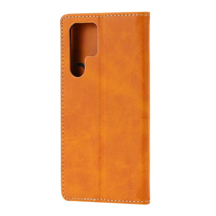For Samsung Galaxy S25 Ultra 5G Embossed Happy Cat Pattern Flip Leather Phone Case(Yellow) by buy2fix