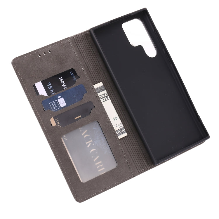 For Samsung Galaxy S25 Ultra 5G Embossed Happy Cat Pattern Flip Leather Phone Case(Grey) by buy2fix