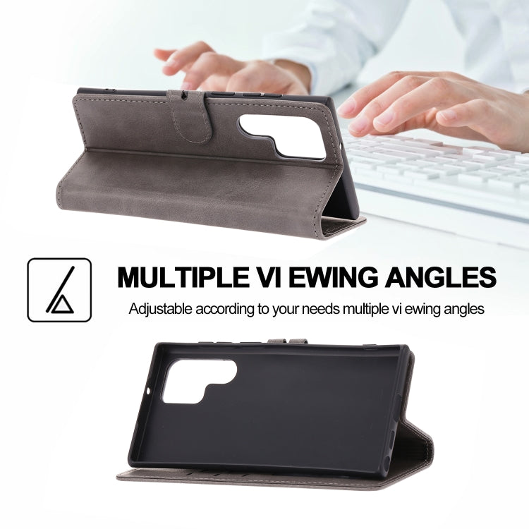 For Samsung Galaxy S25 Ultra 5G Embossed Happy Cat Pattern Flip Leather Phone Case(Grey) by buy2fix