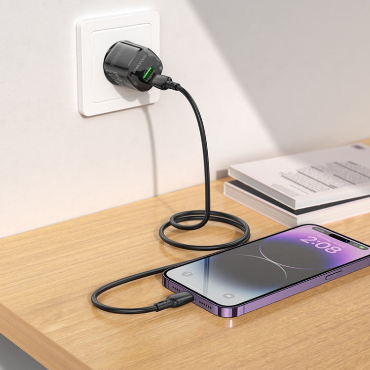 BOROFONE BN17 PD20W USB, Type-C Charger with 1m Type-C to 8 Pin Cable Set, Plug Type:EU Plug(Black) - USB Charger by Borofone | Online Shopping UK | buy2fix