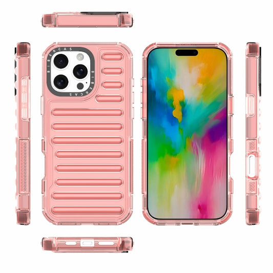 For iPhone 16 Pro Max High Transparency TPU Hybrid PC Airbag Phone Case(Peach Red) by buy2fix