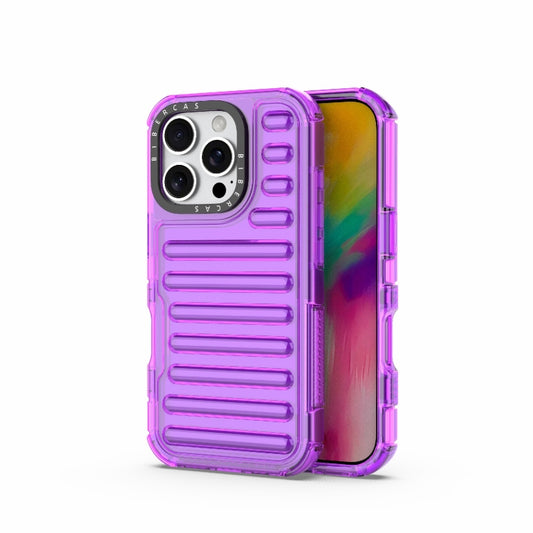 For iPhone 16 Pro High Transparency TPU Hybrid PC Airbag Phone Case(Transparent Purple) - iPhone 16 Pro Cases by buy2fix | Online Shopping UK | buy2fix