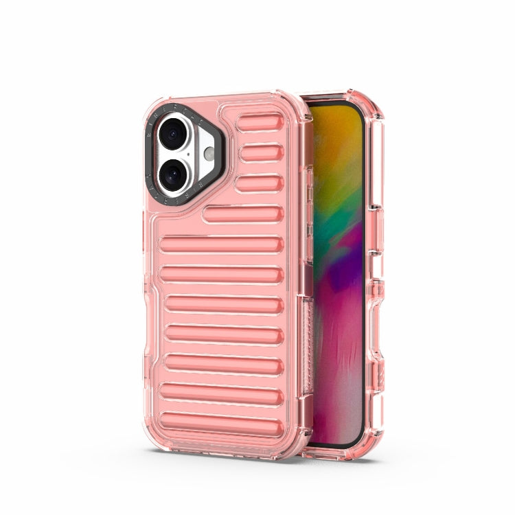 For iPhone 16 Plus High Transparency TPU Hybrid PC Airbag Phone Case(Peach Red) - iPhone 16 Plus Cases by buy2fix | Online Shopping UK | buy2fix