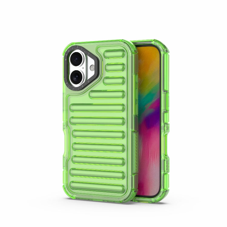 For iPhone 16 Plus High Transparency TPU Hybrid PC Airbag Phone Case(Transparent Green) by buy2fix