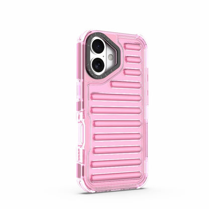 For iPhone 16 Plus High Transparency TPU Hybrid PC Airbag Phone Case(Pink) by buy2fix