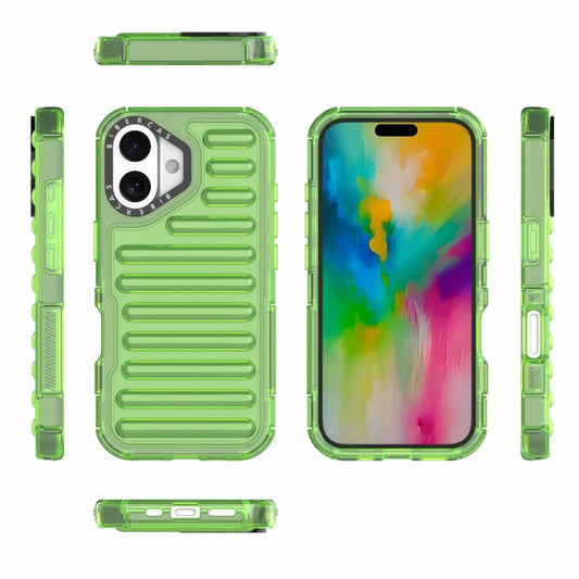 For iPhone 16 High Transparency TPU Hybrid PC Airbag Phone Case(Transparent Green) by buy2fix