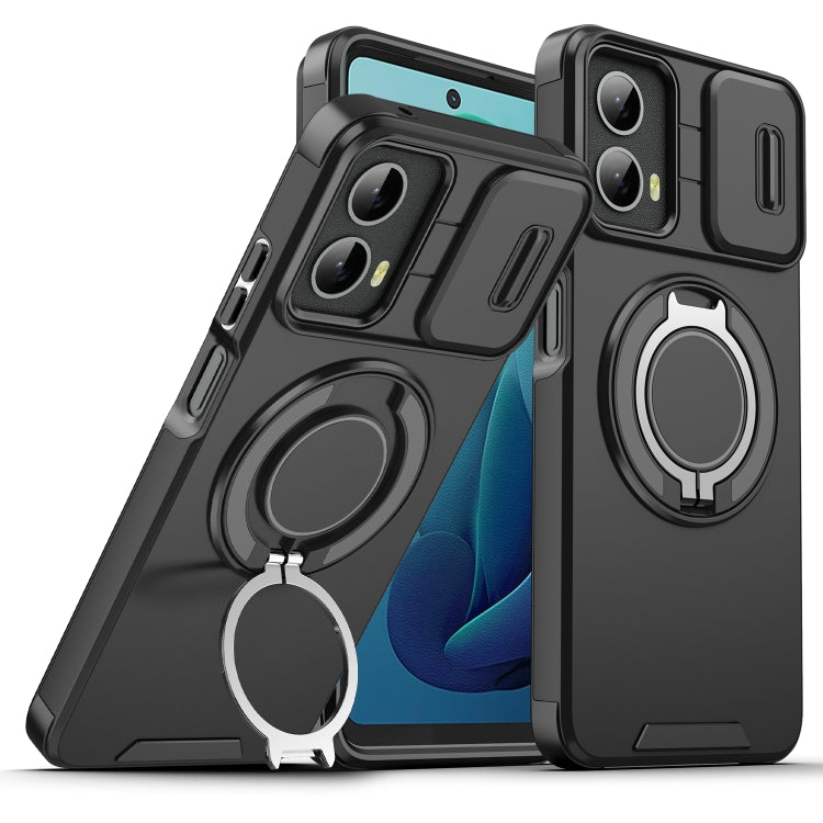For Motorola Moto G 5G 2024 Sliding Camshield Ring Holder Phone Case(Black) by buy2fix